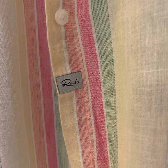 Rails Whitney Rainbow Linen Button Down SIZE SM - Picture 5 of 6